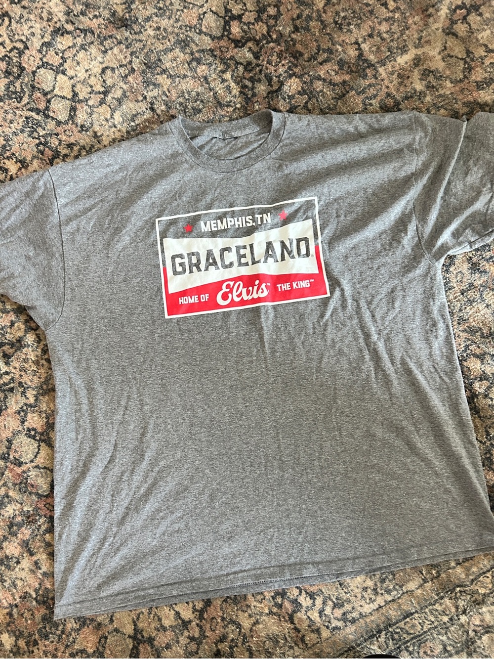 Graceland Memphis Graphic Men’s Tee - Gray with Red Accents